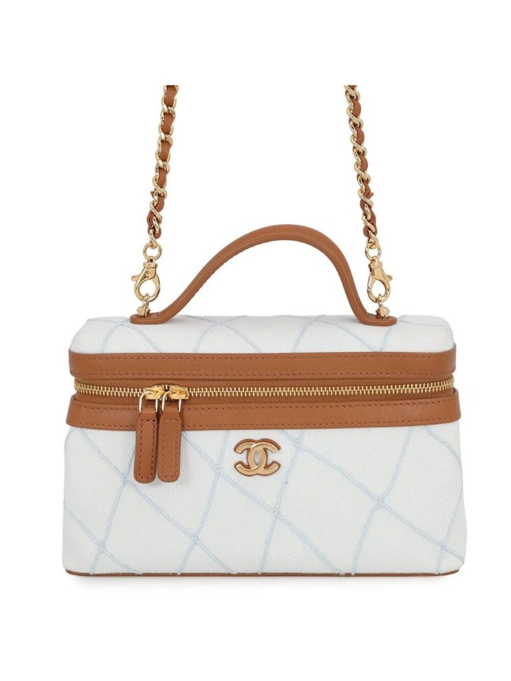 Chanel Chain Shoulder Bag Vanity CC Logo Wash Denim